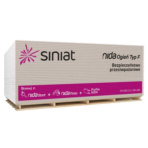 Siniat GKF Tűzgátló gipszkarton 12,5x1200x2000 mm 2,4m2/tábla